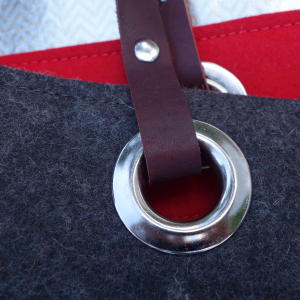 Nickel Grommet Detail on Flannel Grande Nueva Bag